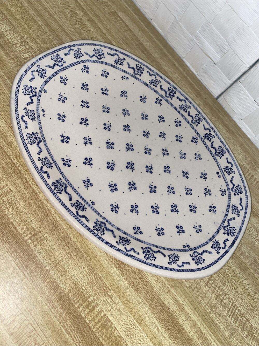 Vintage Johnson Brothers England Petite Fleur Blue 14”x11” Platter Laura Ashley